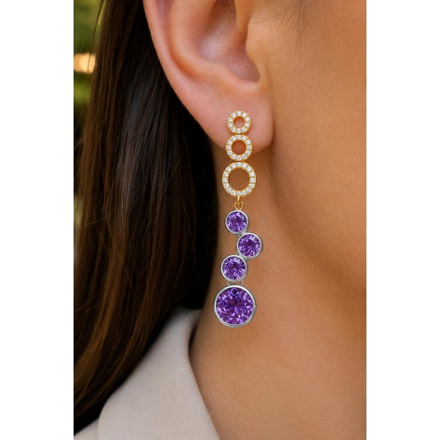 Not Yet Made - Made To Order Contemporary Silver Amethyst Earrings, Pair For Sale - Image 5 of 6