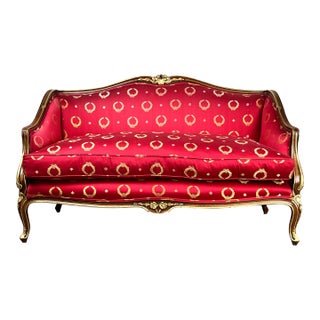 Early 19th Century French Regency Style Custom Upholstered Settee For Sale