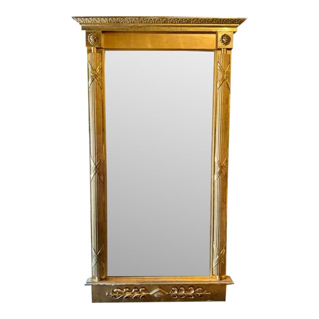 19th C. Swedish Neoclassical Giltwood Mirror For Sale