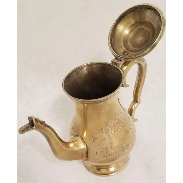 Art Deco Vintage e.p.n.s. England Floral Etched Silver Coffee Pot For Sale - Image 3 of 10