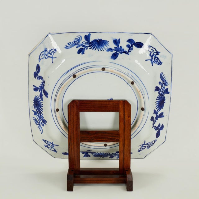 Antique Japanese Blue and White Porcelain Charger For Sale - Image 10 of 13