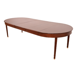 Baker Furniture Style Antique French Regency Louis XVI Mahogany Extension Dining Table, Newly Refinished