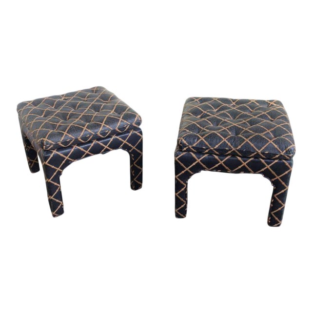 1970s Contemporary Square Tufted Benches - a Pair For Sale