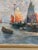 Textile 19th Century Oil Painting, "Fishermen at Sunset" For Sale - Image 7 of 9