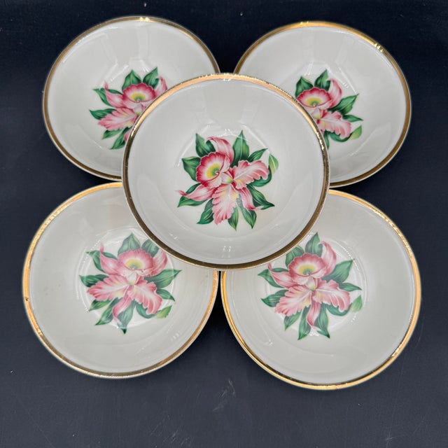 Mid-Century Modern Vintage Modern Orchid by Paden City Pottery 22k Gold Rim 36 Pcs For Sale - Image 3 of 12