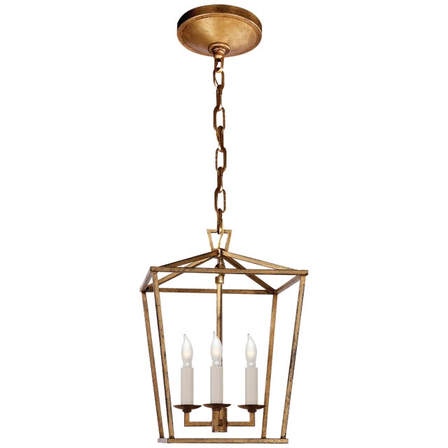 Darlana Mini Lantern in Gilded Iron Designer: Chapman & Myers Canopy: 5.5" Round Mounting: Chain Shade Detail: No Option...
