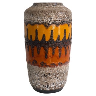 Large 1970s Lava Glazed Ceramic Vase For Sale