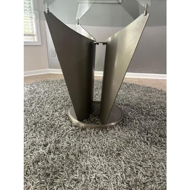 Mid-Century Modern Vintage Italian Cassoni Vele Style Sculptural Steel Butterfly Table With Glass Top, Circa 1980's For Sale - Image 3 of 5