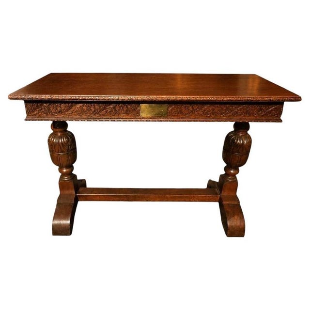 Antique Carved Oak Beauchief Baptist Church Memorial Refectory Table, 1936 For Sale - Image 12 of 12