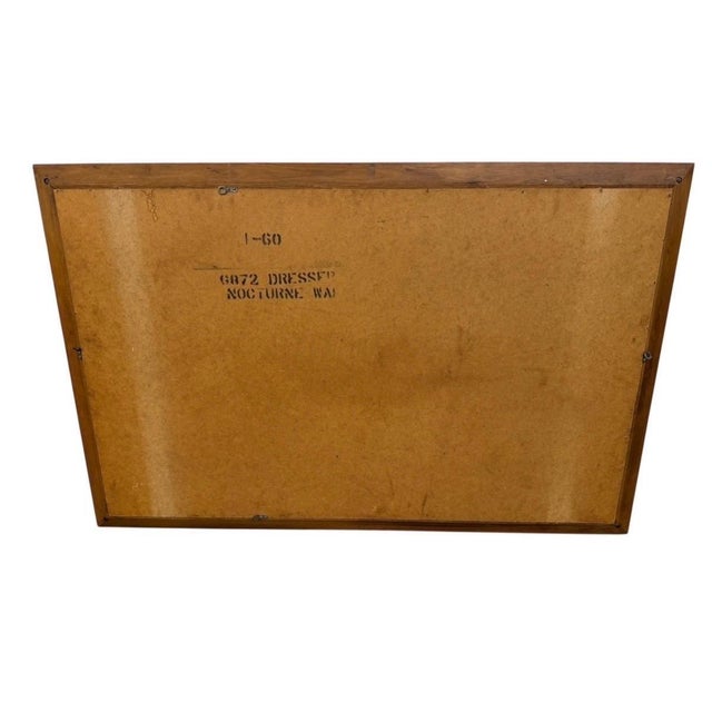 1960s Mid-Century Modern Large Walnut & Brass Wall Mirror For Sale - Image 5 of 5