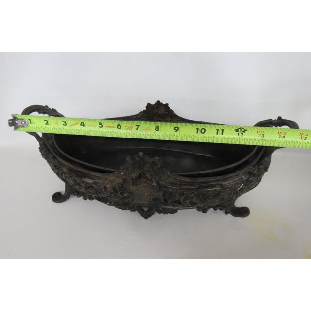 Black Metal Jardiniere Planter Rococo Style Scrollwork Footed Centerpiece Bowl 4957b For Sale - Image 8 of 18