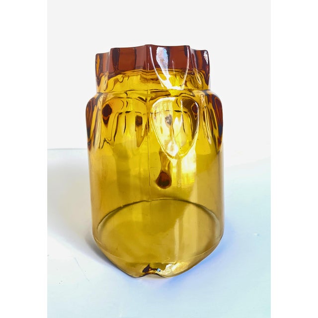 Mid 20th Century Vintage Hazel-Atlas Reflection Amber Thumbprint Set of 5 – Pitcher & 4 Tumblers For Sale - Image 5 of 12