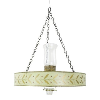 Green Hand Painted Ring Single Lamp Head Chandelier For Sale
