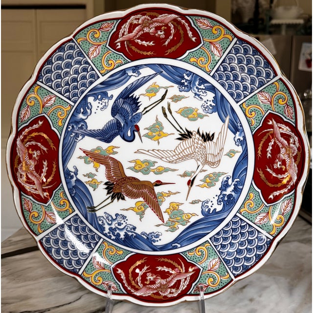 Made in Japan Imari Crane Motif Large Bowl For Sale - Image 18 of 18