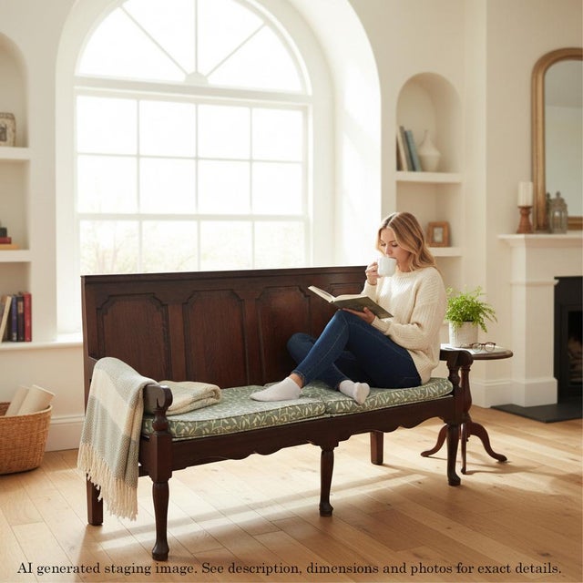 Antique c.1790 georgian oak settle bench seat – elegant 18th century furniture a beautifully crafted georgian oak settle...