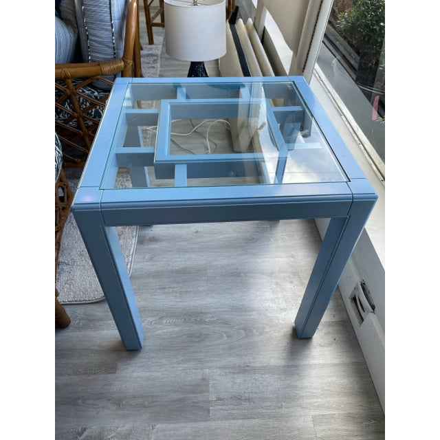 2020s Chelsea House Blue Trellis Side Table For Sale - Image 5 of 5