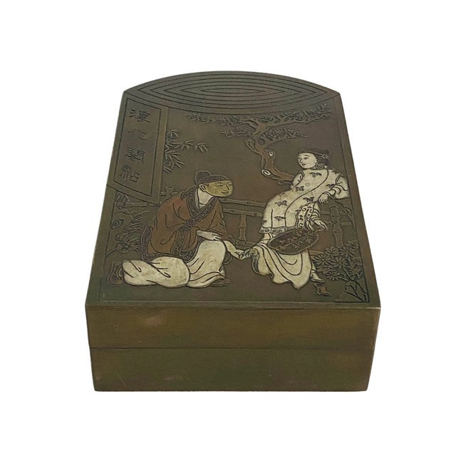 Old Chinoiserie Bronze Ink Box 6.25" H For Sale - Image 4 of 10