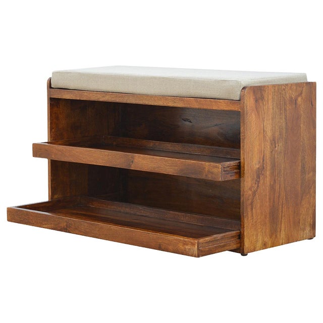 Solid Wood Bench With Storage For Sale - Image 4 of 8