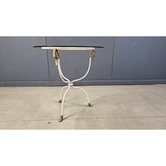 White Mid-Century Italian Swan Side Table with Glass, 1970s For Sale - Image 8 of 10