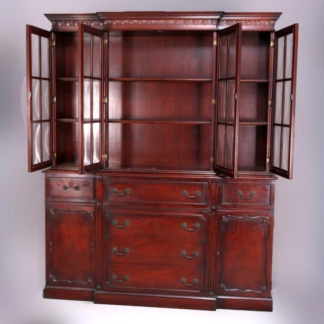 Mahogany Bubble Glass 4 Door Breakfront China Cabinet c1930 Measures - 81.75"h x 66"w x 16.75"d
