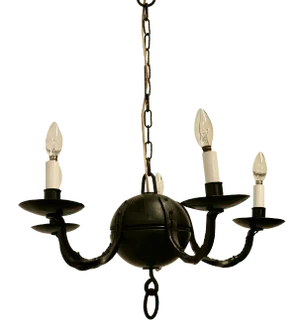 Gothic Iron and Wood Chandelier, 1920s