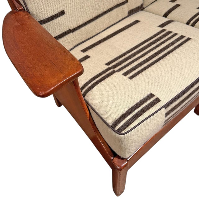 Suite of Vintage Cushman Paddle Arm Wingchair and Matching Settee For Sale - Image 9 of 17