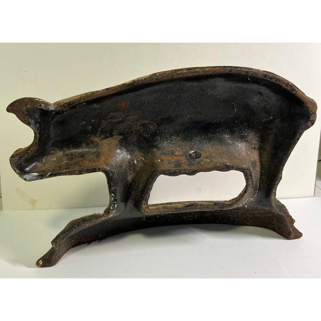 Brown Vintage Cast Iron Pig Doorstop For Sale - Image 8 of 8