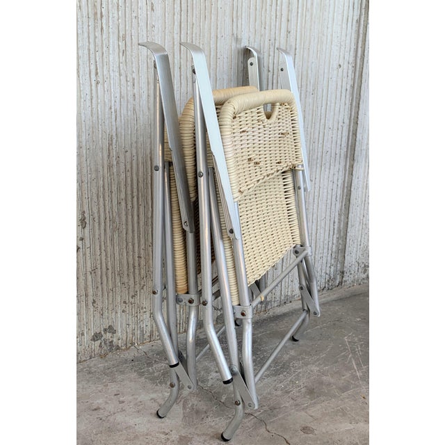 Mid-Century Modern Pair of Coated Cane and Aluminium Folding Armchairs For Sale - Image 16 of 18