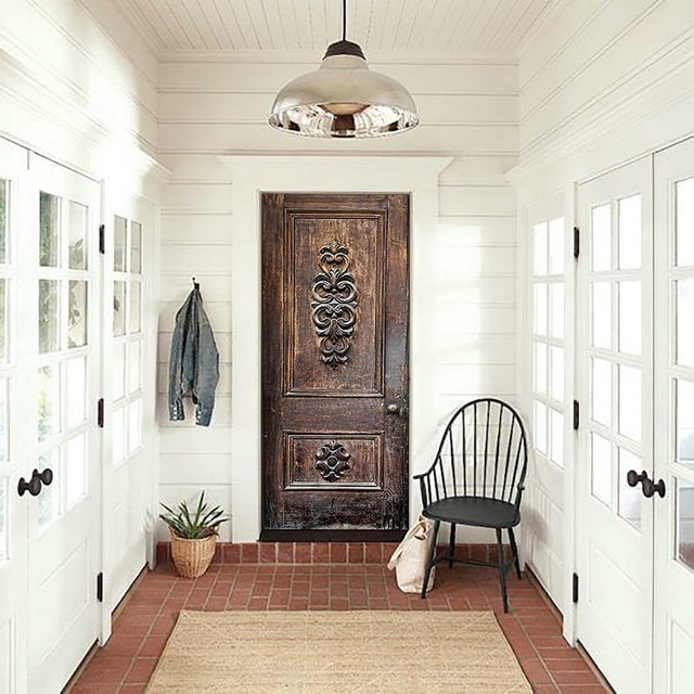 Baroque Raised-Panel Solid Wood Door With Double Scroll Carving For Sale - Image 6 of 11