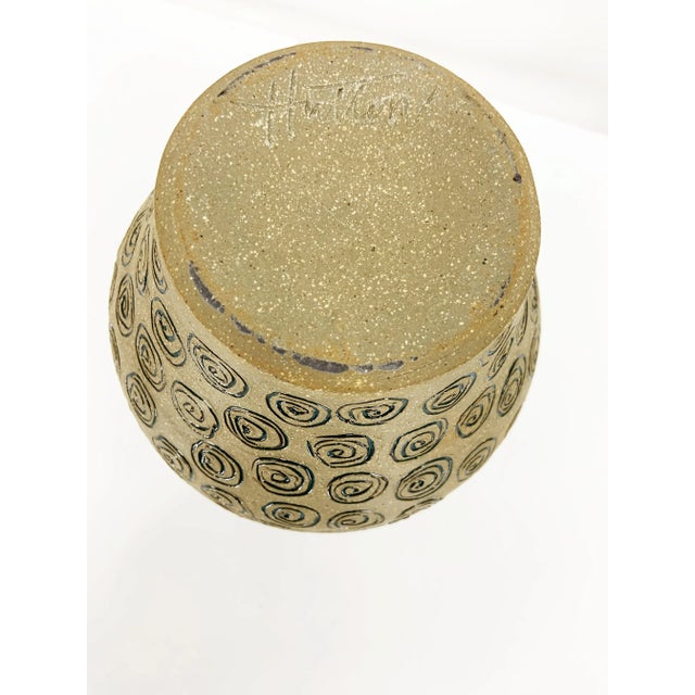 1990s Elliot Hutten Hog-Shed Pottery Swirl Design Signed and Stamped Vase For Sale - Image 6 of 12
