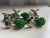 Metal Set of 8 Late 20th Century Mismatched Pear and Green Bead Flower Napkin Rings For Sale - Image 7 of 7