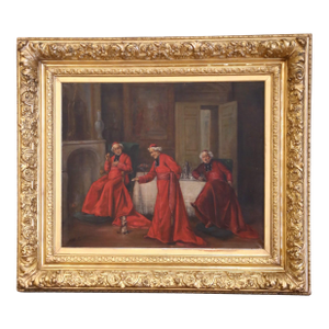 19th Century French Cardinal Oil on Canvas Painting in Giltwood Frame Signed