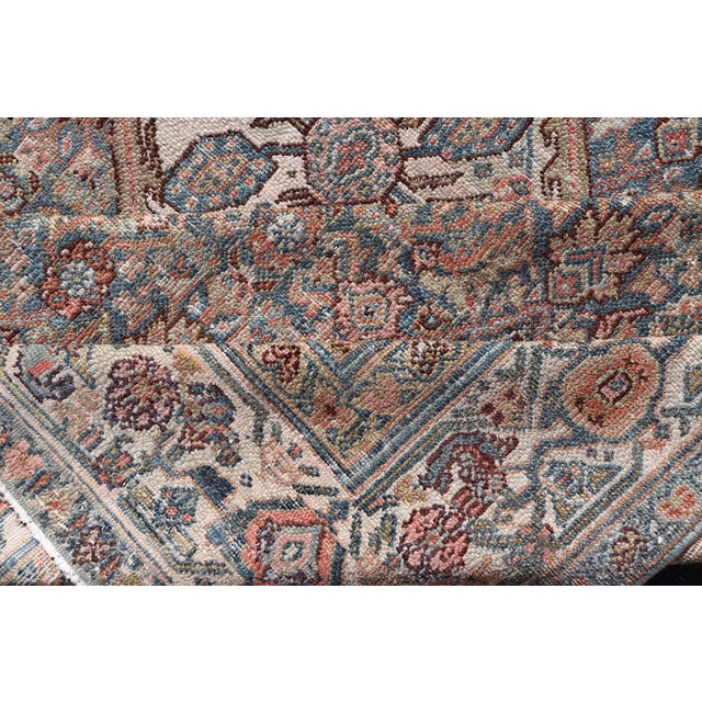 Antique Persian Bibikabad Rug With Intricate Medallion Floral Design 6'9 X 6'9 For Sale - Image 11 of 12
