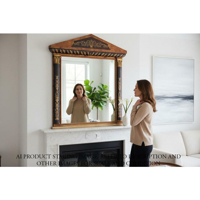 Make a statement with this exceptional vintage overmantel wall mirror, beautifully crafted in the late 20th century from...