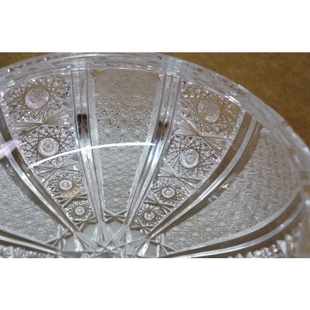Antique Czech Bohemian Cut Crystal Lidded Box Bowl Compote Candy Dish 8" For Sale - Image 12 of 16