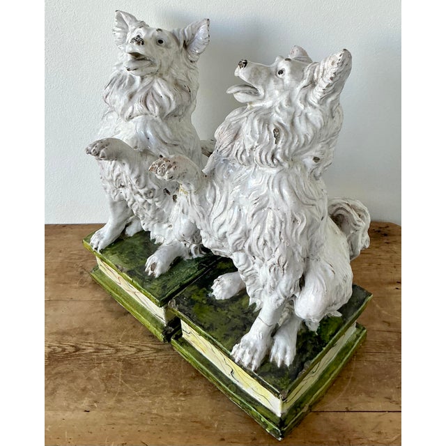Mid 20th Century Vintage Italian Glazed Terracotta Dogs - A Pair For Sale - Image 5 of 8