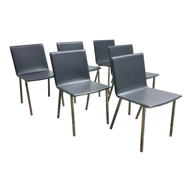 Cb2 Phoenix Carbon Gray Dining Chairs, Set of Six For Sale