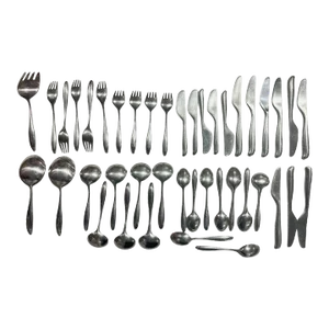 1950s Don Wallace for Lauffer Design 2 Stainless Steel Set of 42