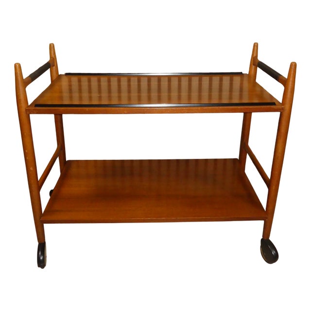 Mid-Century Serving Trolley Bar Trolley Walnut/Black, 1960s For Sale