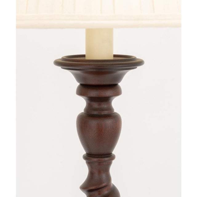 Jacobean Style Mahogany Barley Twist Lamps, Pair For Sale In New York - Image 6 of 8