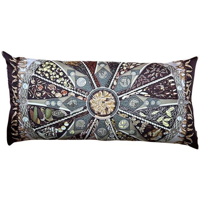 Hermes Aux Pays Des Epices Vintage Silk Scarf Lumbar Pillow For Sale