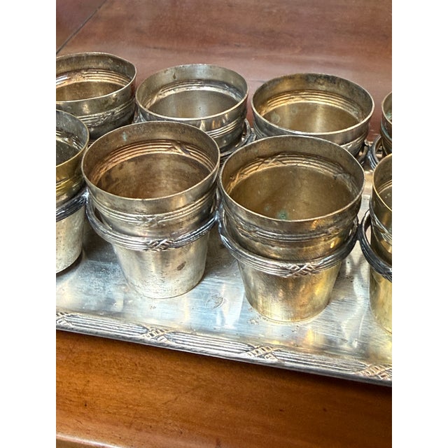 Silverplate Cordial Set + Serving Tray, Vintage For Sale - Image 9 of 12