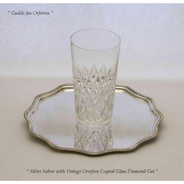 1970’s Vintage/New Set of 2 Silverplate Scallopped Edge Salver, Gadroon Mount For Sale - Image 4 of 12