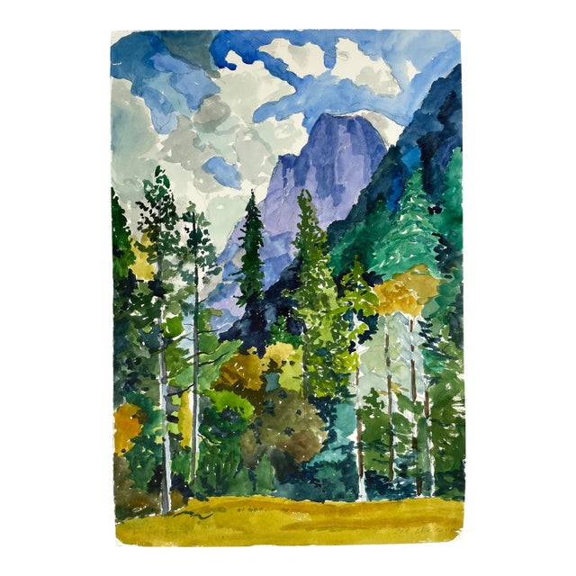 “Half Dome” ~ Yosemite Landscape Watercolor by Mary Alice Copp For Sale