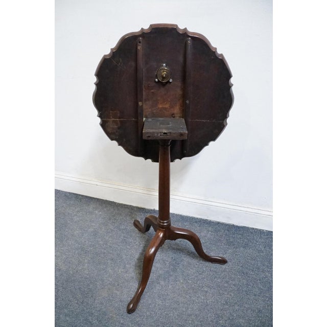 Brown Vintage Antique Solid Mahogany Traditional Style 38" Round Pie-Crust Tilt-Top Accent Table For Sale - Image 8 of 8