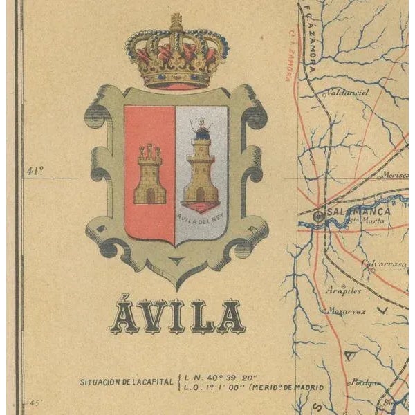 The map is of the province of Ávila, one of the provinces of the autonomous community of Castile and León in Spain, and it...