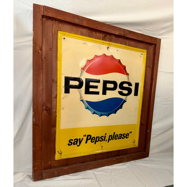 Pepsi Cola Enamel Advertising Sign, 1940s For Sale - Image 4 of 13