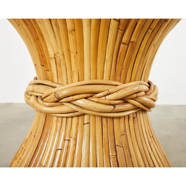 Mid 20th Century McGuire Organic Modern Bamboo Rattan Hourglass Dining Table For Sale - Image 5 of 13