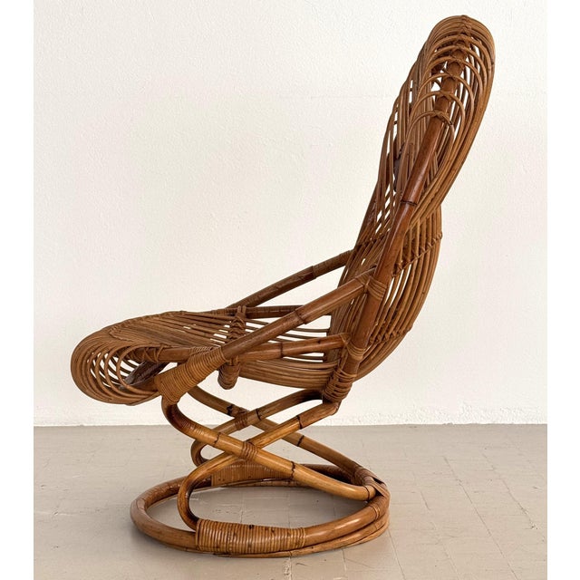 Organic Bamboo Rattan Chair by Tito Agnoli for Pierantonio Bonacina, 1960s For Sale - Image 6 of 16