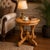 Solid Wood Carved Round Side Table, Handcrafted Vintage Accent Lamp Table For Sale - Image 10 of 10